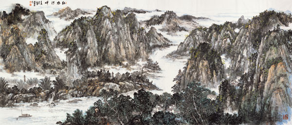 作者：陆耀儒《红水河畔》(540×210cm).jpg